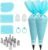 21-Piece Piping Bags and Tips Set, Reusable Cake Decorating Kit with 12 Stainless Nozzles, 2 Pastry Bags, 2 Couplers, 3 Scrapers and 2 Silicone Rings – Blue