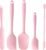 5 Piece Pink Silicone Spatula Set, Heat Resistant Rubber Spatulas Set, Silicone Kitchen Utensils Set Dishwasher Safe for Nonstick Cookware Baking Cooking