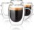 Double Walled Glass Coffee Mugs, Glass Coffee Mugs Set Of 4, Glass Coffee Cups with Handles, 12OZ, Suitable for Cappuccino, Latte, Espresso, Hot Drinks, Cold Drinks
