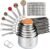 Stainless Steel Measuring Cups and Spoons Set of 16-7 Cup & 7 Spoon + Conversion Chart & Leveler – Kitchen Measuring Spoons and Cups – Dry Measure Cups Stainless Steel & Baking Metal Measuring Cups