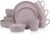 Stone Lain Jade Stoneware 16 Piece Dinnerware Set, Home Kitchen Dish Set with Dinner Plates, Salad Plates, Bowls, & Mugs – Service for 4, Taupe