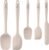 HOTEC 600℉ Heat Resistant BPA-Free Silicone Rubber Spatula Set,Kitchen Cooking Spatulas, Baking, Mixing for Non Stick Cookware, Dishwasher Safe, Set of 5, Khaki