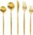 MIKIWAY 60-Piece Stainless Steel Flatware Set, Matte Golden Cutlery, Includes Spoons, Forks, Dishwasher Safe