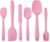 Silicone Kitchen Utensil Set, 6 PCS Food Grade Rubber Spatula with High Heat Resistant,Nonstick Kitchen Utensils for Baking, Cooking and Mixing,Pink