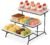Farielyn-X 3 Tier Serving Tray, 12″ White Plastic Tiered Food Serving Platters, Reusable Tray Stand Black Collapsible Metal Stand with Stable Cross Bars, Party Display Stands for Veggie Fruit, Dessert