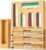 9-in-1 Bamboo Kitchen Drawer Organizer – Storage Bag Holder with Built-In Foil & Wrap Cutter Dispenser – Wooden Food Storage Bag Organizer for Gallon, Quart, Sandwich and Snack Sizes