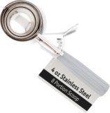 Restaurantware 4 Ounce Portion Scoop, 1 Trigger Release Stainless Steel Cookie Scoop – With Gray Handle, Stainless Steel Disher, For Portion Control, Cookie Dough, Cupcake Batter, Or Ice Cream