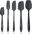 KITCHENLOVE Premium 600°F Heat Resistant 5 Piece Silicone Spatula Set for Baking, Cooking, Mixing – Non-Stick with High Grade S-Iron Steel Core – One Piece Seamless Design – BPA Free (Black)