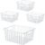 Upright Freezer Organizer Bins， Freezer Baskets for 14, 15 cu.ft Standup Freezer, Wire Storage Baskets with Built-in Handles for Frozen Foods, Snacks, Vegetables, Fruits and More, 4Pcs , White