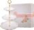BonNoces 3-Tier Porcelain Embossed Cupcake Stand – Pure White Rimmed with Gold Dessert Cake Stand – Pastry Serving Tray Platter for Tea Party, Wedding and Birthday