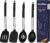 Yoehka Silicone Cooking Utensils Set for Nonstick Cookware, 4Pcs Heat Resistant Kitchen Silicone Spatula and Spoon Set with Stainless Steel Handle, Mixing, Flipping, Turning, Stirring, Black