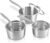 LOLYKITCH Tri-Ply Stainless Steel Saucepan Set with Glass Lids, 1 & 2 & 3QT Cooking Pots, Uncoated Heavy Bottom Metal Sauce Pans for Induction Cooktop, Ergonomic Handle