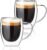 Double walled glass coffee mugs, Glass Coffee Mugs Set Of 2, Glass Coffee Cups with Handles, 12OZ, Suitable for Cappuccino, Latte, Espresso, Hot Drinks, Cold Drinks