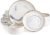 Marble Gold Rim Dinnerware Sets, Porcelain Plates and Bowls Sets, Modern Luxury Dish Set for 4, White Grey China Dinner Set for Special Occasions, Hand Wash Quickly
