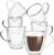 BTaT- Double Walled Glass Coffee Mugs, 16 oz, Set of 6, Glass Coffee Cups with Handle, Insulated Clear Coffee Mug for Hot and Cold Beverages, Cappuccino, Latte, Tea, Americano, Microwave Safe