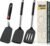 3 Pcs Silicone Spatula Set, Heat Resistant Solid & Slotted Turner for Non-Stick Pans, Silicone Cooking Utensils Set, BPA-Free, Flexible Spatula Turner for Flipping Eggs, Burgers, Pancakes, Black