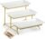 LAUCHUH 3 Tier Serving Tray, Porcelain Serving Platter Tier Serving Stand with Collapsible Sturdier Rack, Serving Trays and Platters Dessert Party Display Set for Mother’s Day, Gold, 12 Inch