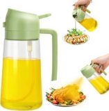 Aovdy 16oz/470ml Glass Olive Oil Sprayer for Cooking – 2 in 1 Olive Oil Dispenser Bottle Spray and Pour for Kitchen Gadgets Cooking Air Fryer Salad BBQ (Green)