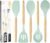 Kitchen Utensils Set, 5 Pcs Non-Stick Silicone Kitchen Cooking Utensils with Wooden Handle, Kitchen Spatula Cookware Utensils Set, Heat Resistant Silicone Kitchen Gadgets (Light Green)