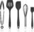 Silicone Kitchen Cooking Utensils Set Kitchen Spatula Set with Holder,5 pcs Heat Resistant Silicone Kitchen Utensils Gadgets Tools Set for Nonstick Cookware,Dishwasher Safe (Black)