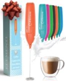 Elementi Powerful Frother Wand – Lightweight Milk Frother & Drink Mixer Handheld, Matcha Whisk for Dreamy Lattes, Powerful Coffee Mixer Wand & Stirrer – Make Creamy Cappuccinos at Home (Orange)