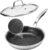10 Inch Tri-Ply Stainless Steel Hybrid Frying Pan with Lid – Ceramic Nonstick Skillet, Induction & Oven Safe 600°F, PFAS/PFOA Free Professional Clad Cookware