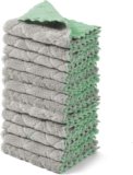 kimteny 12 Pack Dish Towels, 10×10 in Premium Dish Cloths, Super Absorbent Kitchen Towels Coral Velvet Dishcloths Nonstick Oil Fast Drying Washcloths (Green-Grey)
