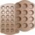 Nonstick Muffin & Cupcake Pan Set (2 Pack) – 12 Cup Regular + 24 Cup Mini Muffin Tins | Heavy Duty Gold Carbon Steel, Rust-Resistant, Easy Release