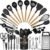 Kitchen Utensils Set- 34PCS Silicone Cooking Utensil with Holder, Umite Chef Heat Resistant Kitchen Spatula Set for Nonstick Cookware, Black Wooden Handles Kitchen Gadgets Tools Set