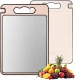 2-IN-1 Titanium Cutting Board for Kitchen Pure Titanium and Wheat Straw PP，Odor Resistant & Easy to Clean15.8×10.6 Inch, (Beige Titanium)