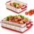 Set of 3 Ceramic Baking Dishes, Rectangular Casserole Dish for Oven, Ceramic Bakeware Lasagna Pan Deep with Handles for Cooking, Baking, Wedding Gift, 3 Sizes (12”/10.7”/7.7”), Red