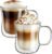 ecooe 12 oz Double Walled Glass Coffee Mug Latte Cappuccino Cups Set of 2, Clear Glass Coffee Cups with Handle, Insulated Coffee Cup Borosilicate Heat Resistant Double Wall Glass Coffee Mug Tea Cups