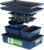 NutriChef 8-Piece Nonstick Stackable Bakeware Set – PFOA, PFOS, PTFE Free Baking Tray Set w/Non-Stick Coating, 450°F Oven Safe, Round Cake, Loaf, Muffin, Wide/Square Pans, Cookie Sheet (Blue)