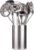 18/10 Stainless Steel Kitchen Utensils Set with Holder – 15″ Spatula Spoon Set with Storage Organizer for Countertop, Fork, Tongs, Spatula, Ladle, Skimmer, Turner, Spaghetti, Large Spoon Set of 12