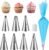 9 Pcs Reusable Piping Bags and Tips Set, Stainless Steel Ruffle Large Piping Tips with Pastry Bag Cake Decorating Tips for Cupcakes Cookies Cake Decoration Tools