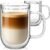 Aquach 16 Oz Double Walled Glass Coffee Mugs, Clear Glass Coffee Tea Cups, Microwave and Dishwasher Safe Home Office Insulated Glass Cups Perfect for Americano Latte Hot&Cold Beverages, 2-Pack