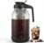 Cold Brew Coffee Maker, 64oz Mason Jar Pitcher with Stainless Steel Filter, Sealed, Leak-Proof Lid with Pour Spout & Handle, Heavy Duty Glass Iced Coffee Tea Brewer with Non-Slip Silicone Base-Black