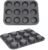 1 Pack black stainless steel muffin pan，muffin pans nonstick 12，cupcake tin，cup cake pans for baking