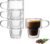 NIRA.Z 4 Pack Double Wall Glass Coffee Mugs 10 OZ Insulated Espresso Cups with Handle, Stackable Thermal Glass Coffee Cups, Ideal for Hot & Cold Drinks, Juice, Americano, Latte, Tea Bags, Cappuccinos