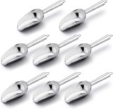 Mini Scoop Set of 8, E-far 3 Ounce Stainless Steel Scoops for Ice Cube/Candy/Flour/Sugar, Metal Utility Scoops for Weddings, Dessert Buffet, Canisters, Food Grade & Rust Free, Easy Clean & Dishwasher