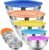 BEWOS Mixing Bowls with Lids Set – 5 Pcs Stainless Steel Mixing Bowls With 3 Grater Attachments, Size 4.5, 4, 3.5, 2.1, 1.5QT Metal Bowls for Baking and Serving (Colored)