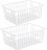 Redrubbit Wire Storage Baskets, Large Farmhouse Metal Freezer Basket Storage Organizer Bins with Handles for Kitchen Cabinets, Pantry, Closets, Bedrooms, Bathrooms, Set of 2, White