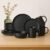12-Piece Stoneware Dinnerware Set with Mugs | Microwave and Dishwasher Friendly | Stackable Matte Glaze Plates & Bowls | Service for 3 (Black for 3)