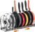 Toplife Pots and Pans Organizer Rack for Cabinet and Countertop, 10+ Pot Lids, Bakeware and Cookware Organizer Rack Holder with 10 Adjustable Compartments – Brown