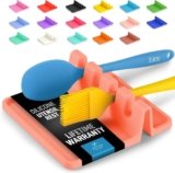 Zulay Kitchen Silicone Utensil Rest with Drip Pad for Multiple Utensils – BPA-Free, Heat-Resistant Spoon Rest & Spoon Holder for Stove Top – Kitchen Utensil Holder for Ladles & Tongs – Peach Bud