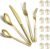 Berglander Gold Silverware Set 60pcs Service for 12, Golden Titanium Plating Stainless Steel Flatware Set, Gold Spoons Forks Knives Set for Home, Wedding, Restaurant, Hotel, Dishwasher Safe