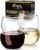 Dragon Glassware Stemless Wine Glasses – 16 oz Clear Short Wine Glasses Set of 2 with Finger Indentations – Aerates Naturally