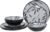12pcs Melamine Dinnerware Set – Service for 4 Melamine Plates and Bowls Set, Unbreakable Dinner Salad Dessert Plate, Cereal Bowl Set for Indoor/Outdoor, Gray Leaf