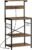 SUPERJARE Kitchen Bakers Rack with Power Outlet, Coffee Bar Table 4 Tiers, Kitchen Microwave Stand with 6 S-Shaped Hooks, Storage Shelf Rack for Spices, Pots and Pans – Rustic Brown