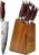 HOSHANHO Kitchen Knife Set with Block, 7 Pieces Chef Knife Set 67 Layers Damascus Steel Professional Knife Set for Cooking, Ergonomic G10 Handles with Sharpener